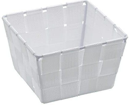 WENKO Aufbewahrungskorb Adria Badkorb, quadratisch, Kunststoff-Geflecht, Polypropylen, 14 x 9 x 14 cm Beige Mini Square