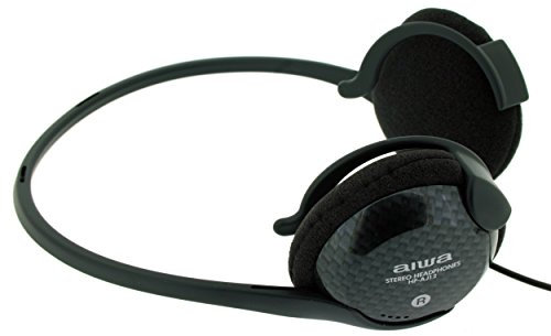 Aiwa HP-AJ12 - Auriculares Stereo Neckband - Clavija 3,5 mm chapada Oro - Negro
