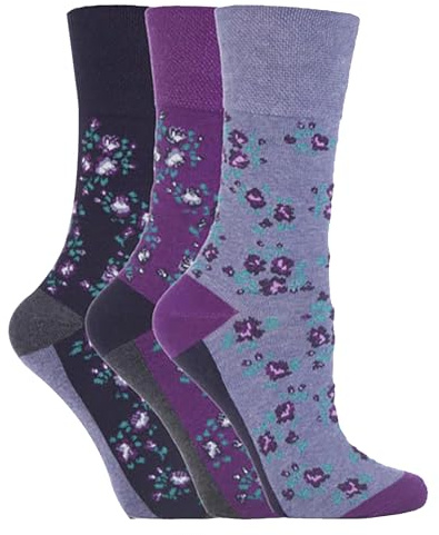 Gentle Grip Ladies 3 Pair Black Dots Socks