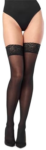 Merry Style Calze Autoreggenti in Microfibra Donna 40 DEN MSSSJ01 (Nero, 3/4 (40-44))