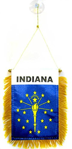 AZ FLAG Wimpel Indiana 15x10 cm Polyester 100D Saugnapf | Für außen Vereinigten Staaten von Amerika Dreieckswimpel genähte Kanten und verstärkte Ausführung 100D Polyester