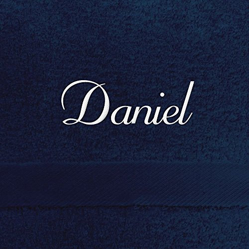 digital print Saunahandtuch mit Namen Daniel Bestickt, 100x180 cm, dunkelblau, extra Flauschige 550 g/qm Baumwolle (100%), Badetuch mit Namen besticken, Saunatuch mit Bestickung