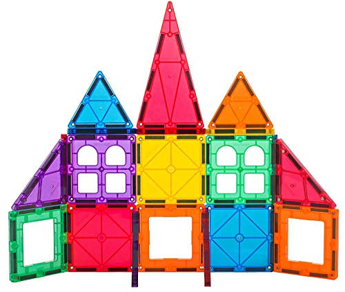 Playmags 3D Magnetische Blöcke für Kinder - Magnet Blöcke Lernen Formen, Farben & Alphabet STEM Magnetic Spielzeug entwickelt Motorik und Kreativität-Bunte (32 + 6-teiliges Set)