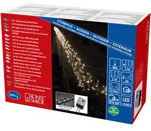 Konstsmide LED Cluster Christmas Outdoor Lights / Fairy Lights / 8 Functions, with Memory Control Unit / 364 Warm White Diodes / Black Cable String Lights