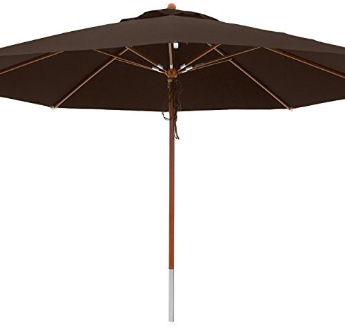 anndora® Sonnenschirm Holz Gartenschirm Marktschirm ø 4 m rund + Winddach wasserabweisend - Braun