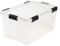 IRIS Pack of 4 x 50 Ltr Large Plastic Airtight Clear Damp Area Dry Storage Box! L 59cm x W 39cm x H 29cm - Sealed Hermetically Lid! Pack of 4 Containers