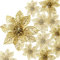 24 Stück Glitter Poinsettia Weihnachtsbaum Ornament Weihnachten Blumen Dekor Ornament (Gold)