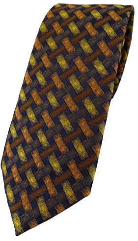 TigerTie Designer Krawatte in orange gelb braun schwarz - Motiv Flechtmuster