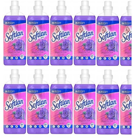 16tlg. STUDIO.MUNET Set: 12x650ml Softlan Weichspüler Bouquet der Düfte Paradise Collection Passion Rose 24|7 310WL | 1 x Kuschelweich Duftbox Wilde Vanille | 3tlg. EK-SET Pink