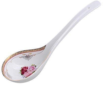 Happiness Tableware Ceramic Ladle Spoon, Large, White, 1 Piece, Soup Ladle, Spoon, Simple Style, 23.5cm