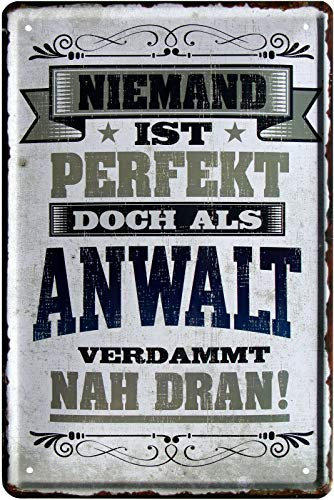 Niemand ist perfekt, doch als Anwalt 20x30 cm Blechschild 2230