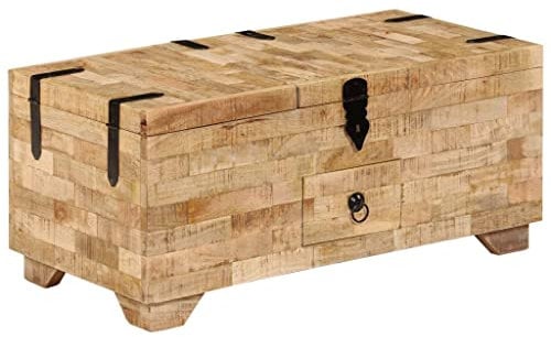vidaXL Mangoholz Massiv Couchtisch Holztruhe Beistelltisch Kiste Truhe Tisch