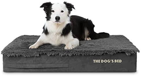The Dog’s Bed Orthopaedic Dog Bed Large Grey Fur, Waterproof Memory Foam Dog Bed