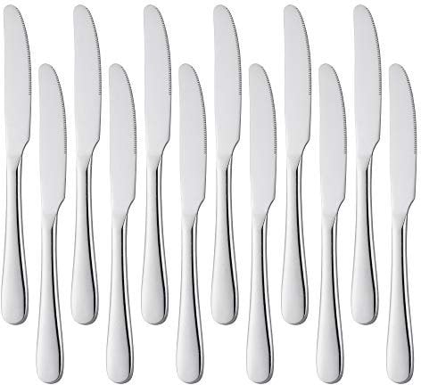 Grehge Knife, High Polish Finish, Stainless Steel Knife for Cheese Jelly Jam Dessert 8.2-Inch, Set of 12 - Silver