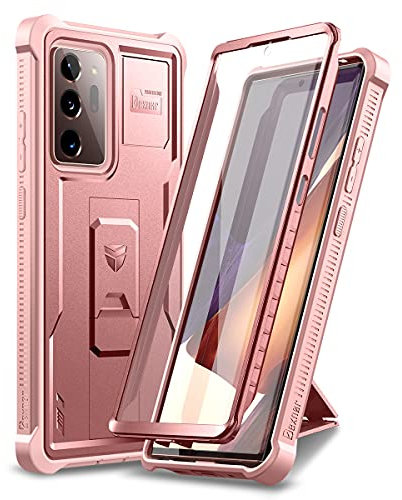 Dexnor Schutzhülle Kompatibel mit Samsung Galaxy Note 20 Ultra 5G, eingebauter Displayschutz und Ständer, strapazierfähig, militärischer Schutz, stoßfest, Schutzhülle - Rosa