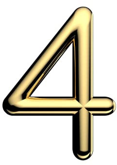 Ultion Sweet Gold Door Numbers '4' - 3inch height - Self Adhering, No Drilling or Screwing Required …