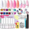 Saviland Kit Gel Construction Ongle U V Complet, 6 Builder Gel Blanc Clair Rose Nudes avec Chalbon, Pinceaux, Decoration Manucure, Lime a Ongle pour l'Extension, la Réparation, Nail Art