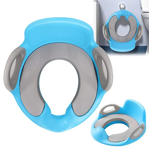 XMTECH Kinder Toilettensitz WC Sitz, Baby Training Toilettentrainer, Kloaufsatz Kinder mit Anti-Rutsch Griff und Spritzschutz (Blau)