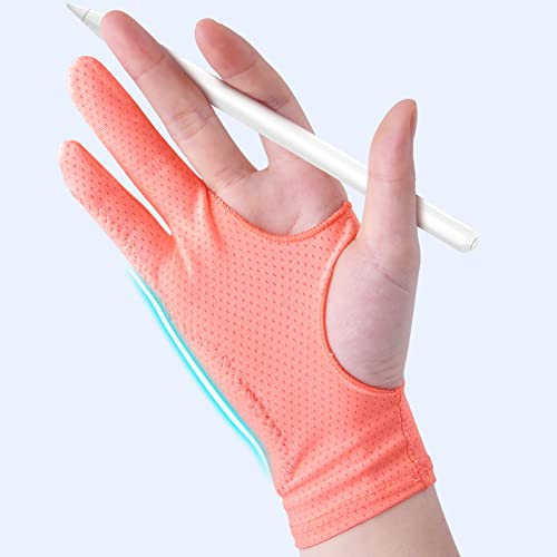 Lot de 2 gants de dessin pour femme - 3 couches - Rejet de la paume - Main droite et gauche - Pour tablette graphique numérique - iPad - Élasticité lisse - Respirant - Pour esquisse et peinture