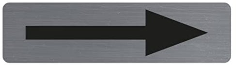 Exacompta - Ref. 67165E - Placa adhesiva para puerta con flecha negra - Placa de pared impresa de señalización - En todos los soportes - Aspecto aluminio cepillado - Tamaño: 16,5 x 4,4 cm