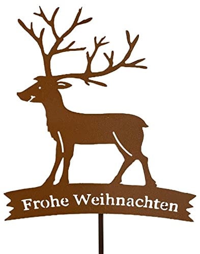 KRONLY Roststecker Rentier 43cm x 20cm Frohe Weihnachten Advent Elch Metall