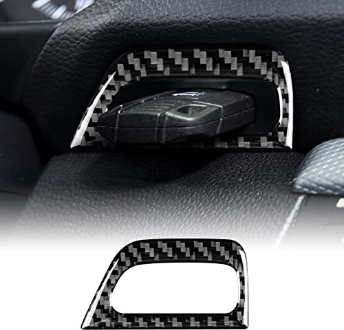KUNGKIC Fibra de Carbono Marco del Interruptor de la Llave de Encendido Decorativo Interior Compatible with BMW Serie 1 E82 E88 2008-2013 Accesorios (Negro)