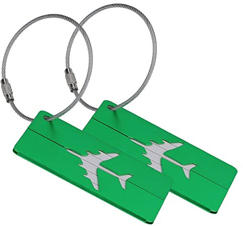 mumbi Lot de 2 étiquettes de bagage avec porte-nom/adresse Vert