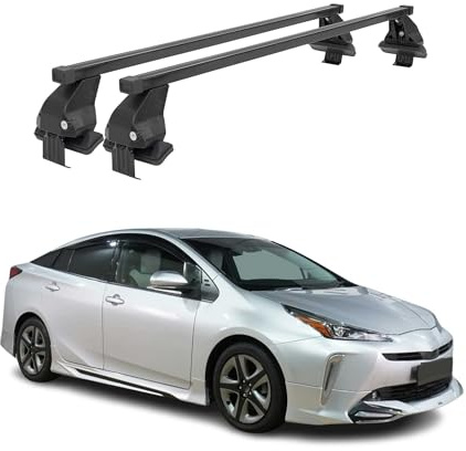 OMAC Dachträger Querträger Stahl für Toyota Prius IV 2018-2022 FL – Abschließbar – City-Crash-getestet – DIN 75302:2019 – ISO/PAS 11154:2006 – Max. 50 kg Schwarz
