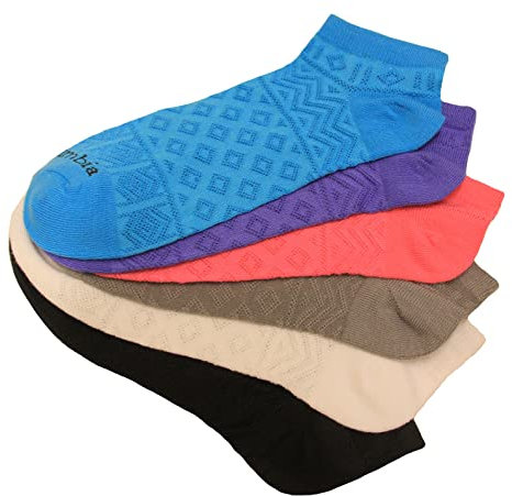 Columbia Womens 6-pack Mesh Lightweight No Show Socks, 4-10, Atoll Assorted, 3.5-9 UK