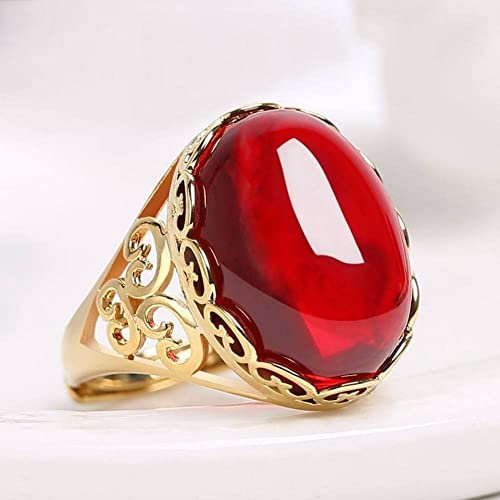 ARTQ Steinring Roter Jade-Natursteinring Frauen Ausschnitt Verstellbarer Öffnungsring Vintage Statement Ringe St. Patrick's Day Party Geschenk Schmuck Für Frau Freundin Mutter
