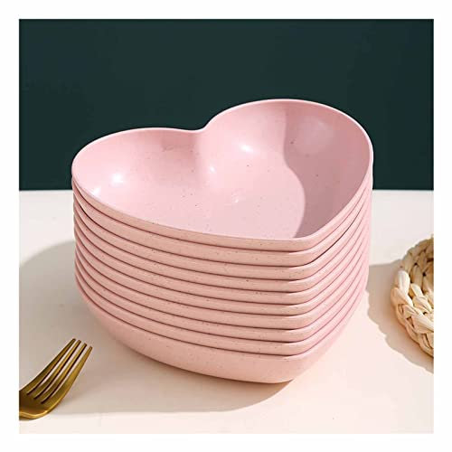 Mgiahekc Piatti Di Plastica Riutilizzabili, I Piatti A Cuore Da 6,1 Pollici Sono Impilabili Per Frutta, Insalata, Dessert,Rosa,10pcs