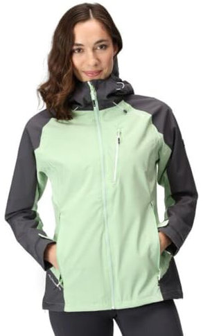 Regatta Birchdale Damen Kapuzenjacke, wasserdicht, strapazierfähig, QuiGrn/SlGry, 38
