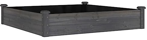 vidaXL Garden Raised Bed with Liner - 120x120x25cm - Grey - Solid Fir Wood - Open Bottom Drainage