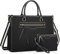 MOSISO Laptop Bag for Women, 15.6 inch Canvas Laptop Tote Bag with Front Pocket, 16 inch Large Capacity Messenger Shoulder Computer Bag Handbag for Business Office Work Travel with Purse, Black