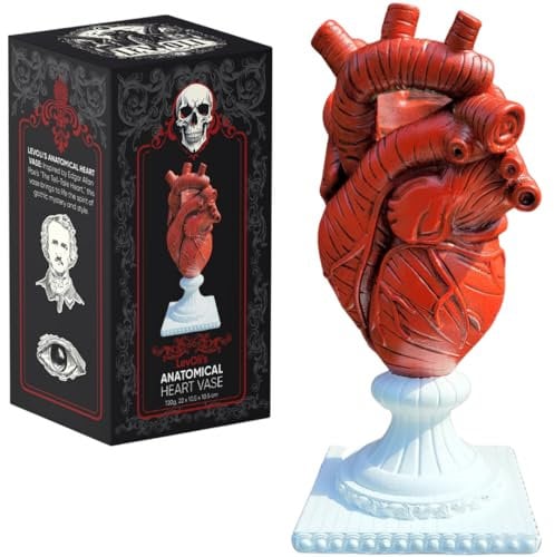Gothic anatomische Herzvase – großer menschlicher herzförmiger Blumentopf – inspiriert von Edgar Allan Poes Dark Romance Story Annabel Lee – Gothic-Dekor-Geschenk für Frauen, Hexenaltar, gruselige