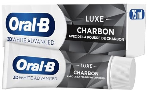 Oral B Zahnpasta 3D White Advanced Luxe Kohle, mit Kohlepulver, Whitening Zahnpasta, entfernt Flecken auf der Oberfläche, Schutz gegen Flecken, klinisch erwiesen, Pfefferminze, 75 ml