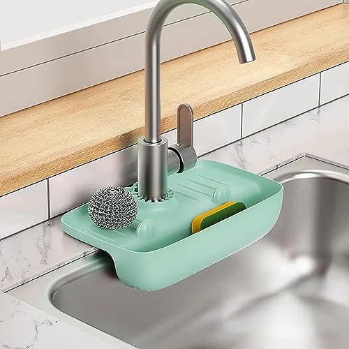 Pipestation Kitchen Sink Caddy | Sink Sponge Holder Washing Up Caddy | SOAD Holder Sink Drainer Rack Kitchen Organiser Sink Tidy | Kitchen Caddy Kitchen Sink Organiser | Caddy Organiser (Light Green)