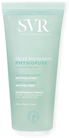 SVR - Physiopure Gelée Moussante - Gamme Physiopure – Nettoyant pureté anti-pollution – Pour tous types de peaux, même sensibles – Magnésium oxygénant, tensioactifs doux – 200 ml
