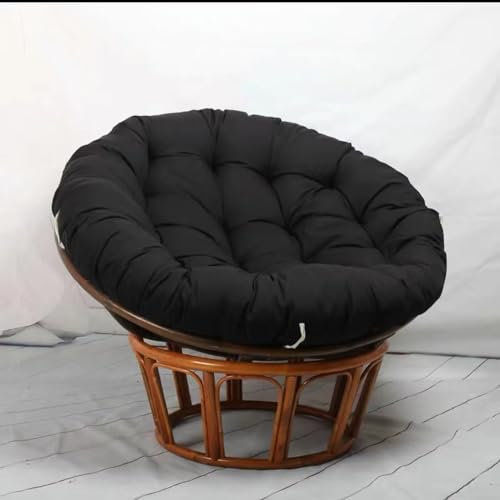 Papasansessel Kissen, Kissen für Hängesessel, wasserdichte Kissen Rund, Stuhlkissen Outdoor, Sitzkissen Gartenstuhl, Schwarz, 120CM