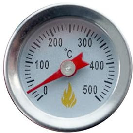 Feuerfest 123 - Edelstahl Grillthermometer Mini mit Anzeige bis 500 °C, analoges Ofenthermometer mit Einschraubgewinde, BBQ-Thermometer als ideale Ergänzung für Ofen, Grill und Smoker