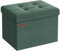 SONGMICS Storage Ottoman, Foldable Small Ottoman Foot Rest, 31 x 41 cm Foot Stool, Ottoman with Storage, Load up to 130 kg, for Living Room, Bedroom, Dorm, Retro Green LSF102C51
