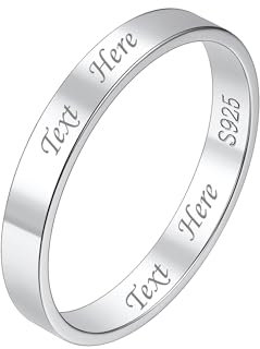 Suplight Ringe für Damen 925 Sterling Silber personalisiert Verlobungsring Versprechen Fingerring mit Gravur Breite 3mm Größe 47 Geschenk für Ehefrau Mann Freundin Freund
