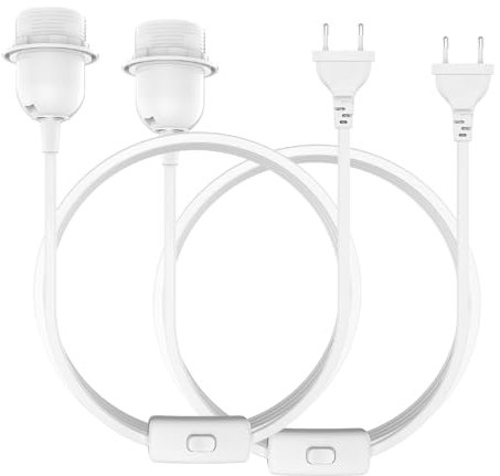 E27 Fassung, Lampenfassung mit Schalter, E27 Fassung mit Stecker, Lampenfassung mit 3m Kabel für LED E26/E27 Glühbirne, 2 Stücke - Weiß