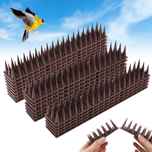 QINERSAW 20 Piezas Repelente de Palomas de Plástico 6 Metros Repelente de Palomas de Plástico Marrón Diseño de Doble Pin Picos para Palomas Gorriones Golondrinas Repelente de Palomas