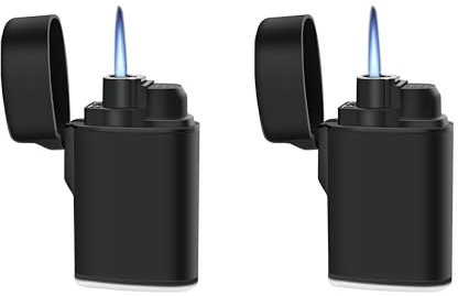 Navpeak Mini Taschenlampe Feuerzeug Winddicht Jet Flame Butangas Pocket Nachfüllbar für Kerzen, Outdoor, Feuerwerk, Camping, Kamine, Gasherde, Öfen, BBQ (2, Schwarz) (Butan nicht enthalten)
