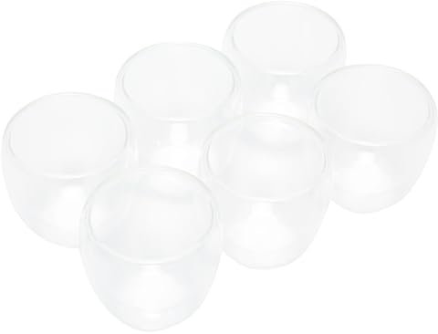 TOPINCN Tasse à café en Verre à Haute Teneur en Borosilicate de 100ml, 6 Pièces, Tasse en Verre de Lait Isolée à Double Paroi Résistante à la Chaleur