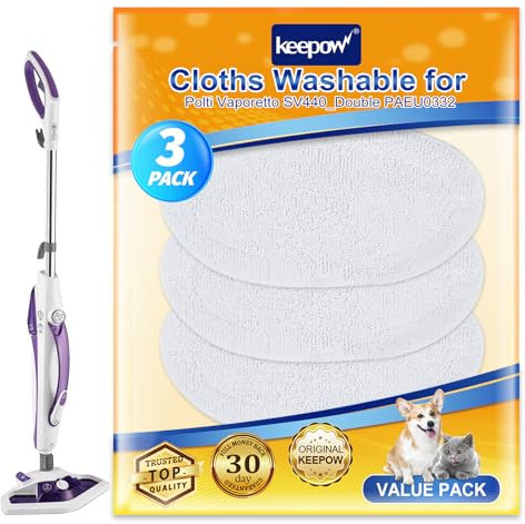 KEEPOW 3 Panni per Polti Vaporetto PAEU0332, Panni Lavabili in Microfibra per Polti Vaporetto SV440 Double, Smart 100 T, SV450, SV460, Smart 120, Ricambi Ideali e Riutilizzabili