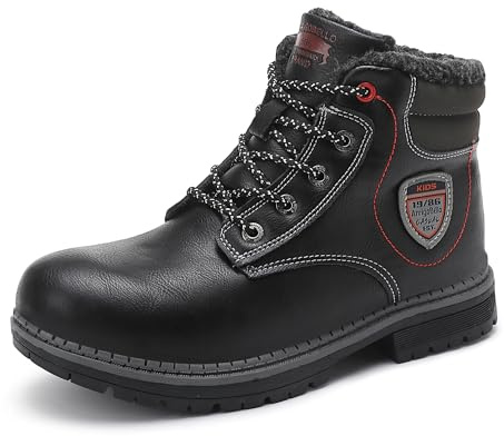 ARRIGO BELLO Stivali Bambino Invernali Scarponcini Bambina Scarpe Neve Ragazzi Cerniera Allacciatura Antiscivolo Caldo Unisex Stivaletti Size 31-39(B Nero, numeric_36)