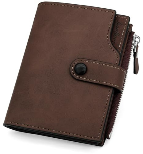 GOUNNU Portafoglio da Uomo in Pelle PU Portamonete Uomo RFID Protezione con Bottoni Portafoglio Grande Capacità Compartimenti Multipli Portafogli Uomini Verticali con 15 Scomparti per Carte