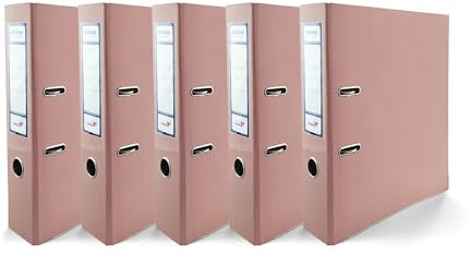 5x Akten-Ordner DIN A4 Ekobox Premium Edition glänzend Pastellrosa 2-Ring-Mechanik Ringorder A4 75mm Kunststoff Ordner breit Büroordner Plastikordner Briefordner Ringmappe breiter Aktenordner